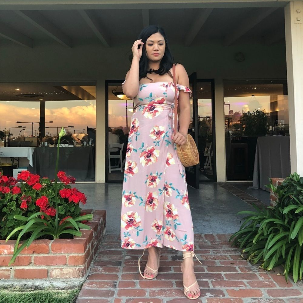 EUC Forever 21 Pink Floral Maxi Dress Medium
